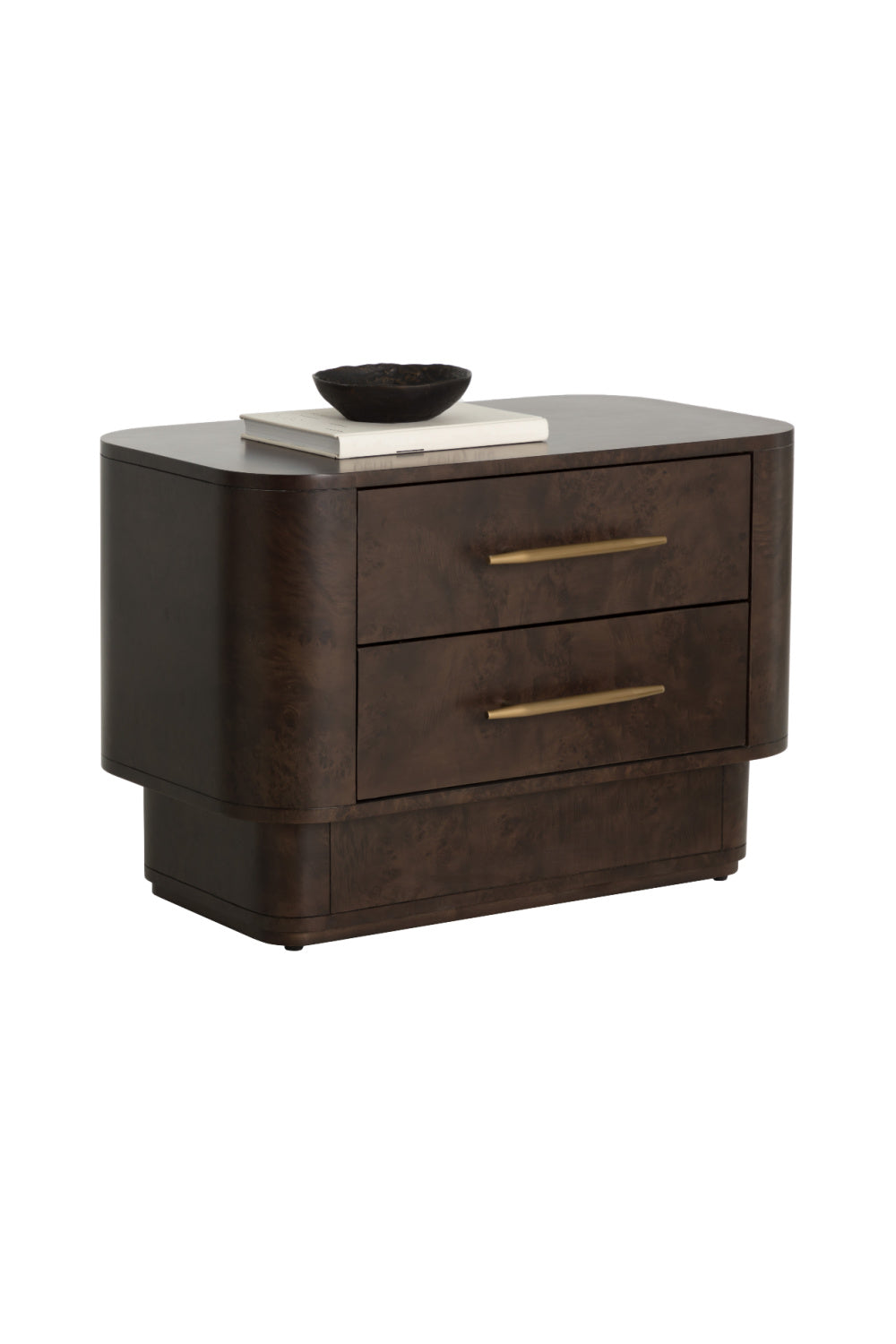 Modern European furniture - Brown Burl Veneer 2-Drawer Nightstand - www.oroa.com