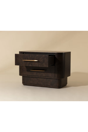 Modern European furniture - Brown Burl Veneer 2-Drawer Nightstand - www.oroa.com