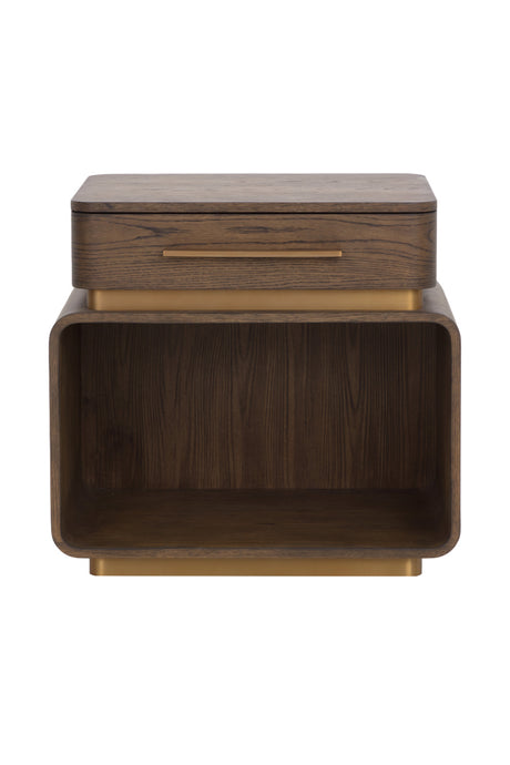 Brown Oak 1-Drawer Nightstand | Splendido Taro | Oroa.com