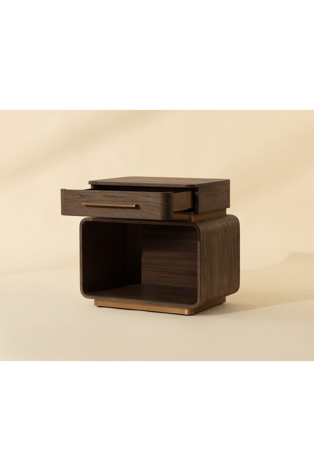 Brown Oak 1-Drawer Nightstand | Splendido Taro | Oroa.com