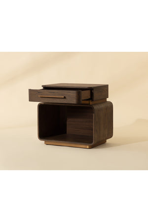 Brown Oak 1-Drawer Nightstand | Splendido Taro | Oroa.com