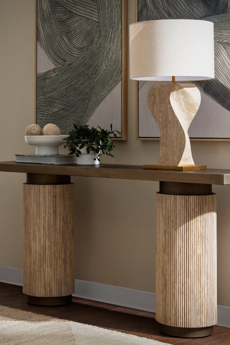 Wavy Travertine Base Table Lamp | Splendido Anusha | Oroa.com