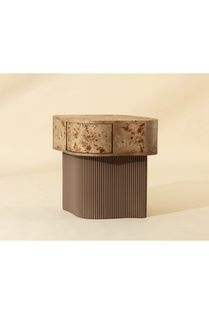 Freeform Burl Veneer Nightstand | Splendido Fern | Oroa.com
