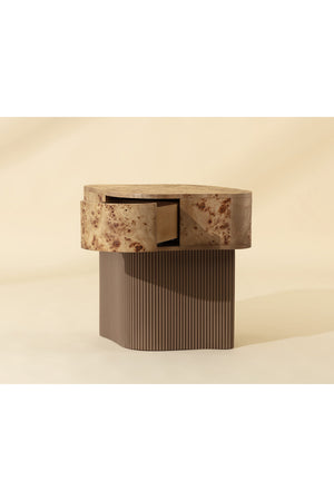 Freeform Burl Veneer Nightstand | Splendido Fern | Oroa.com