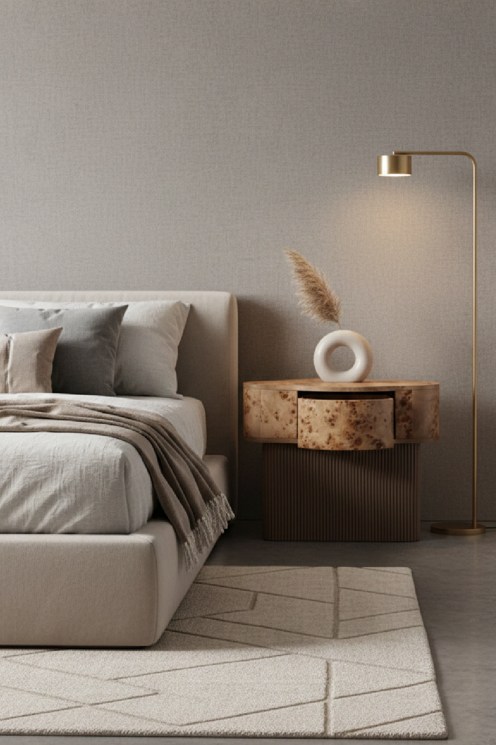 Freeform Burl Veneer Nightstand | Splendido Fern | Oroa.com