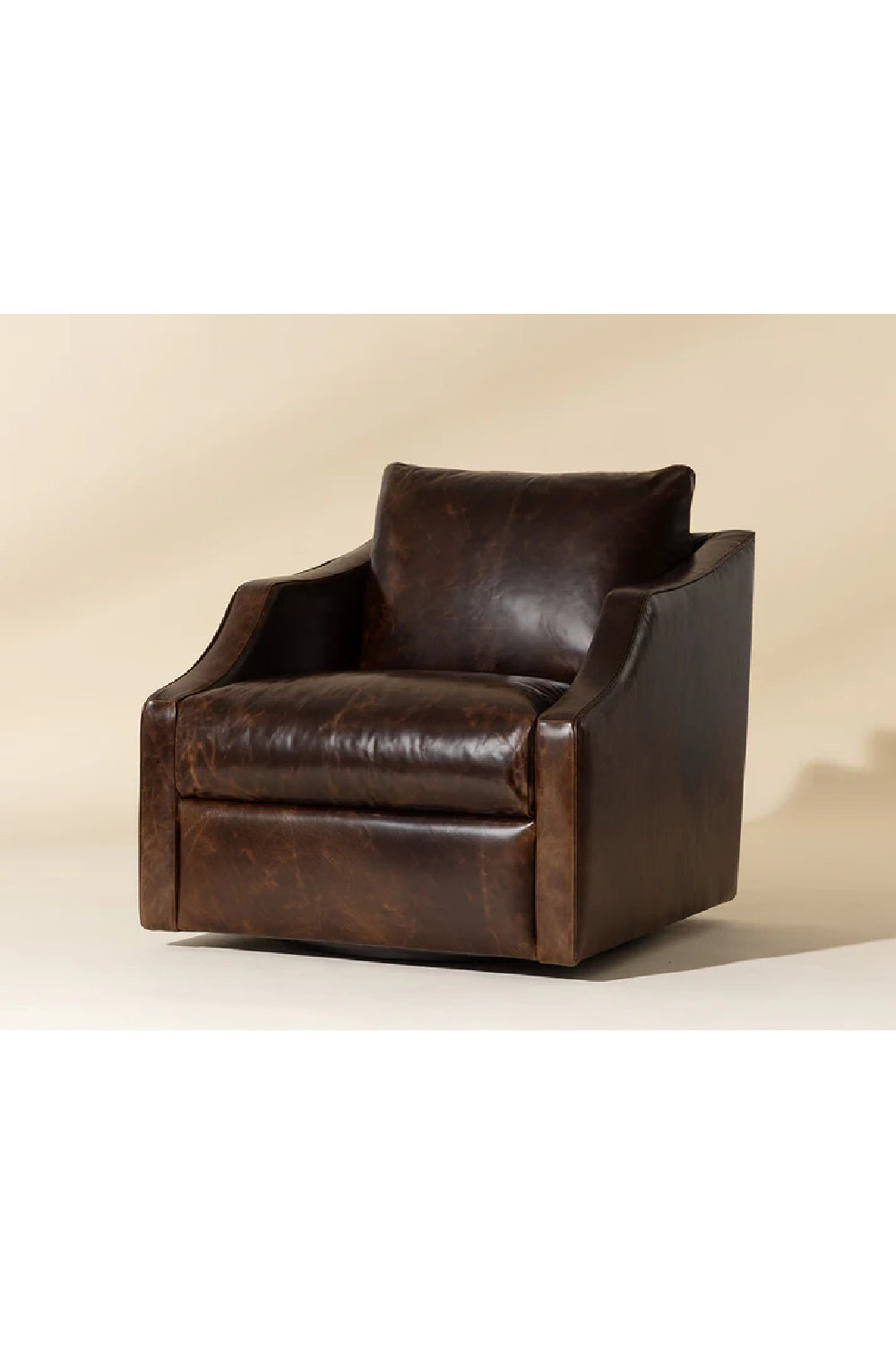 Modern European furniture - Leather Sloped-Arm Swivel Lounge Chair - www.oroa.com