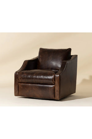 Modern European furniture - Leather Sloped-Arm Swivel Lounge Chair - www.oroa.com
