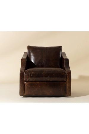 Modern European furniture - Leather Sloped-Arm Swivel Lounge Chair - www.oroa.com