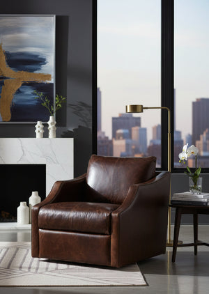 Modern European furniture - Leather Sloped-Arm Swivel Lounge Chair - www.oroa.com