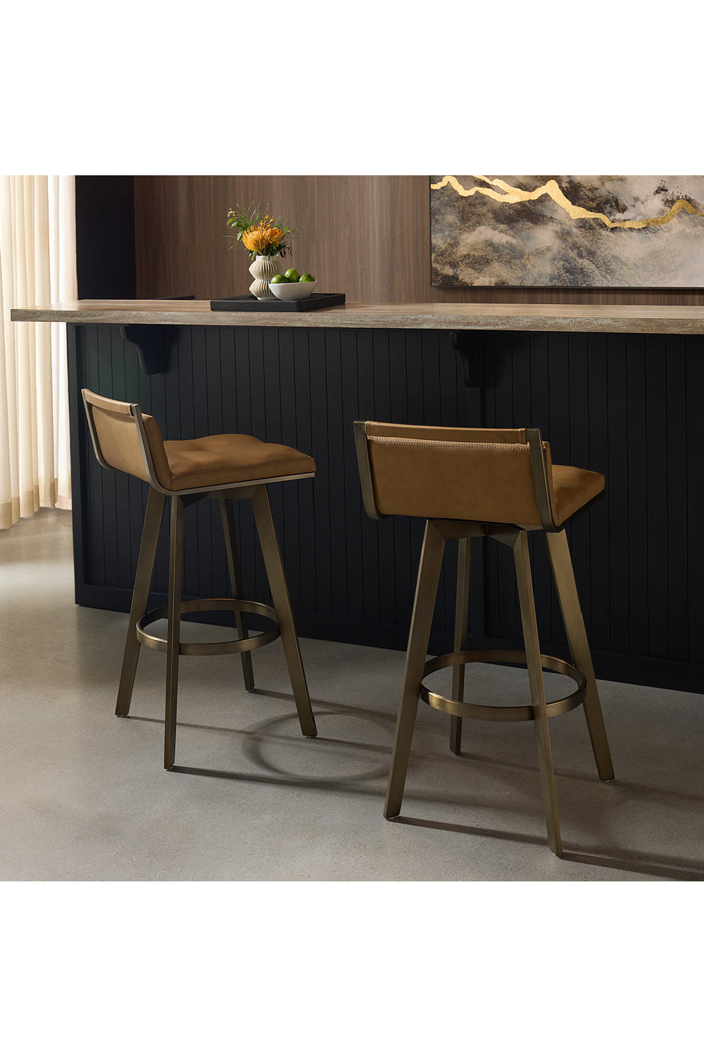 Modern European furniture - Leather-Look Swivel Bar Stool - www.oroa.com