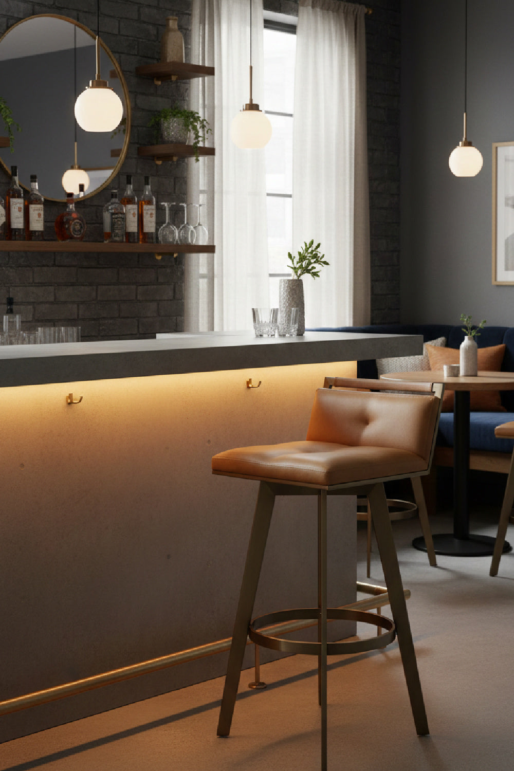 Modern European furniture - Leather-Look Swivel Bar Stool - www.oroa.com