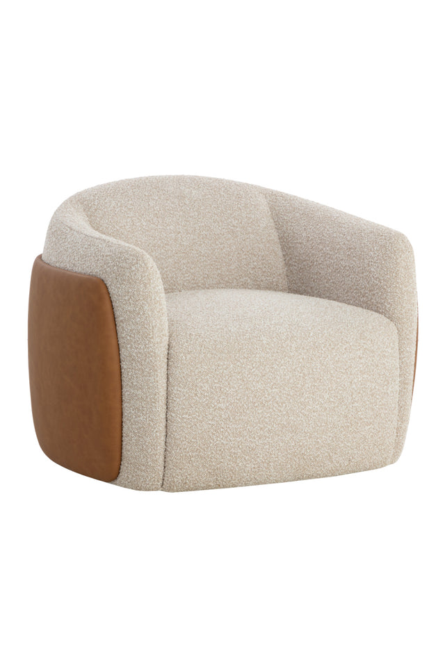 Modern European furniture - White Textured Swivel Lounge Chair - www.oroa.com
