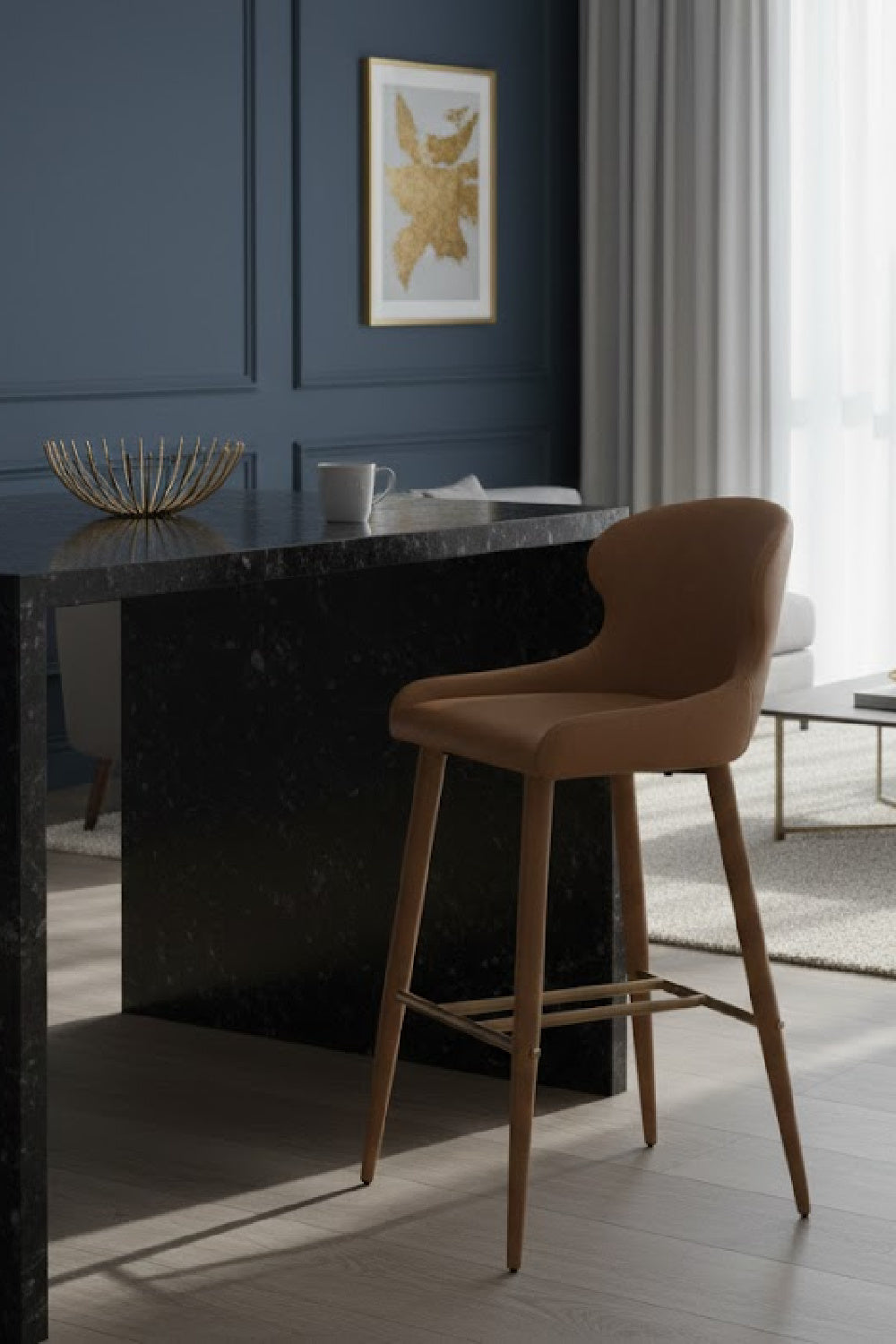 Modern European furniture - Leather Look Shell Bar Stool - www.oroa.com