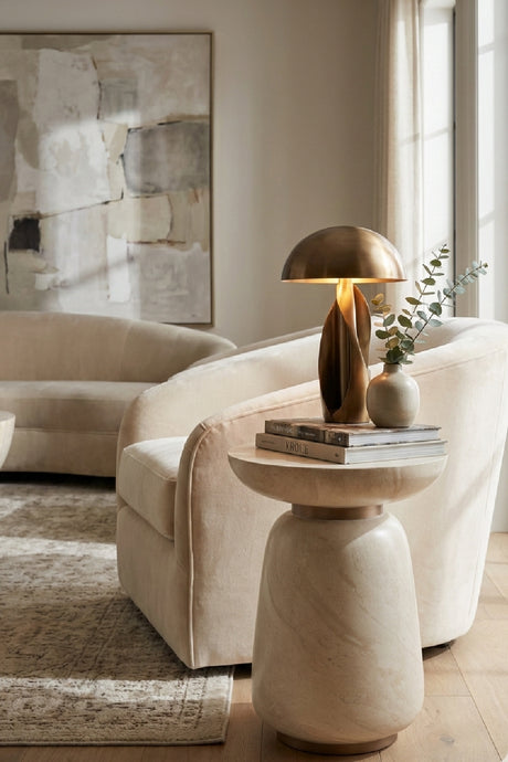Modern European furniture - Travertine Look Indoor/Outdoor End Table - www.oroa.com