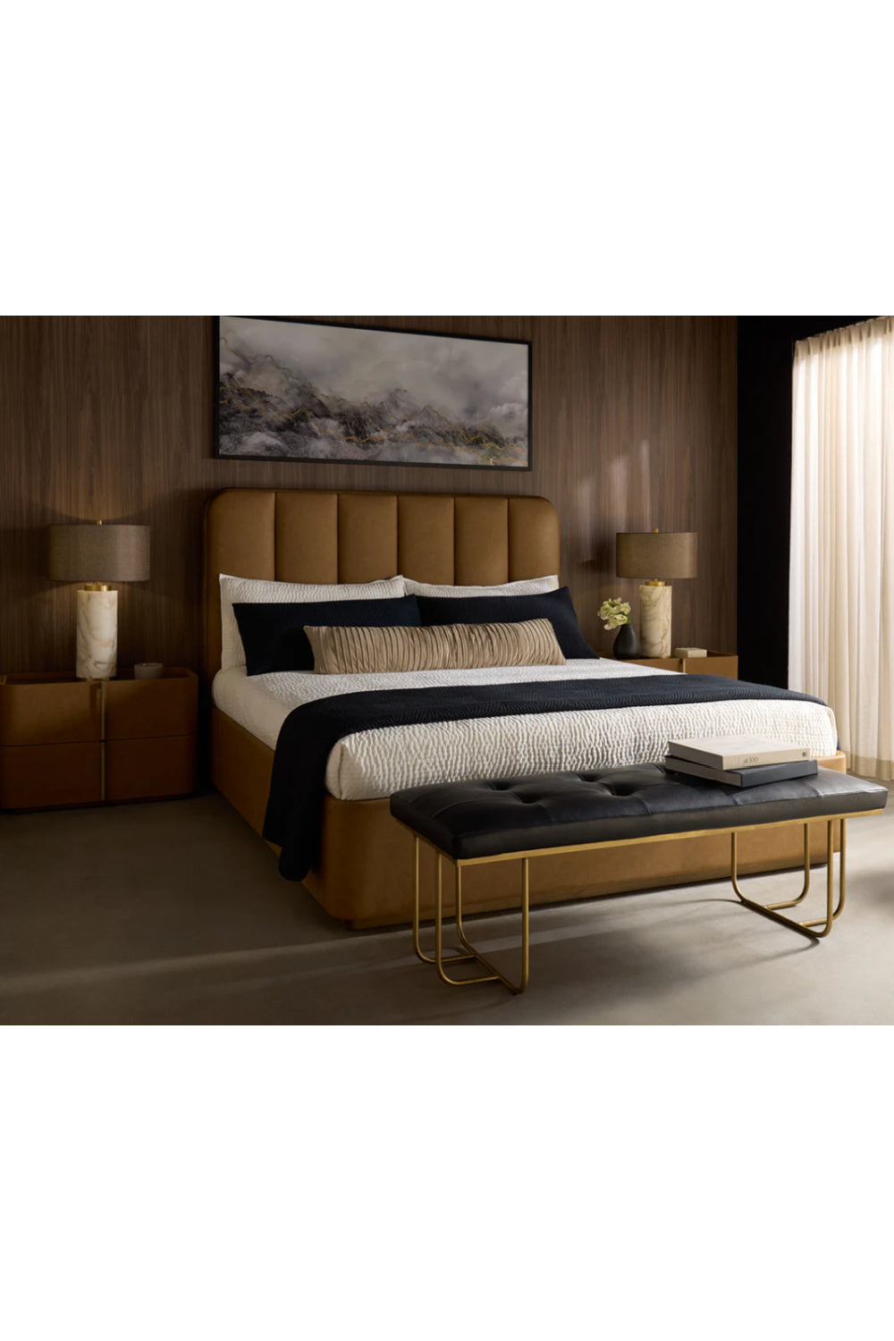 Modern European furniture - Channel Tufted Bed - www.oroa.com