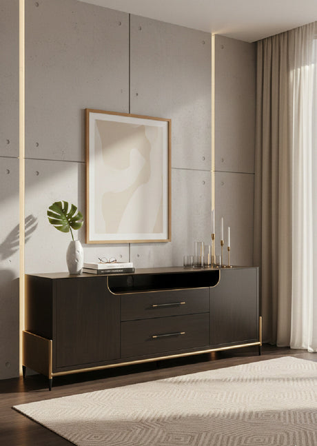   Modern European furniture - Black Wooden 2-Drawer Sideboard - www.oroa.com | Oroa.com