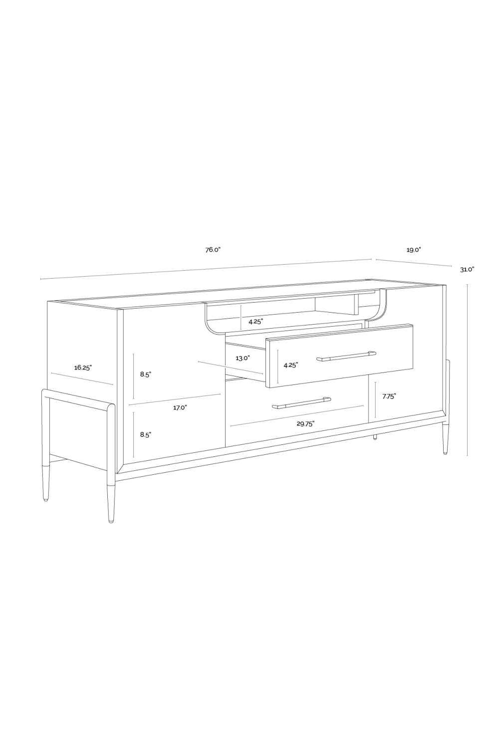   Modern European furniture - Black Wooden 2-Drawer Sideboard - www.oroa.com | Oroa.com