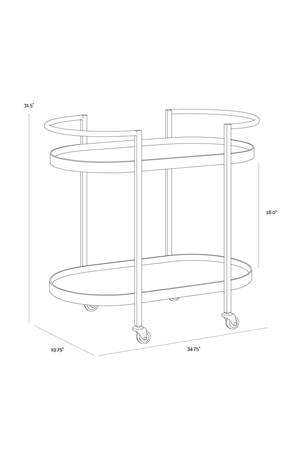   Modern European furniture - Antique Brass Bar Cart - www.oroa.com | Oroa.com