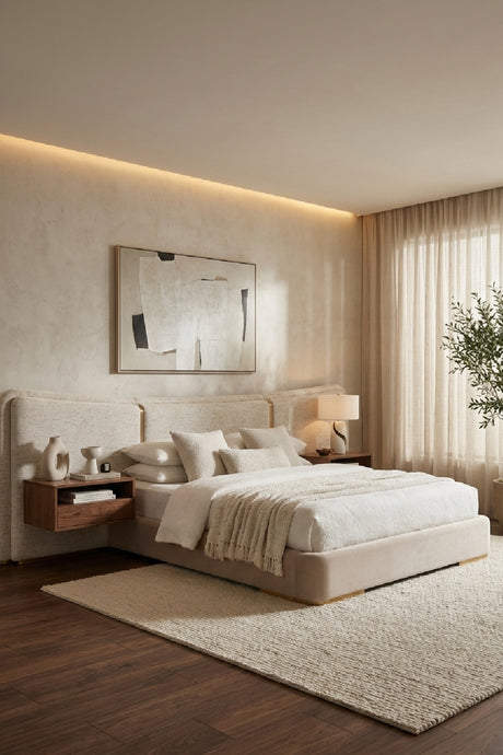 Boucle 3-Panel King Bed | Splendido Clarimond | Oroa.com