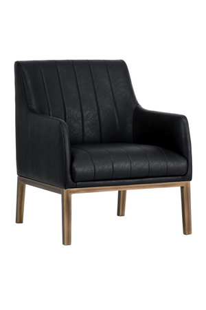 Modern European furniture - Black Leather Channeled Lounge Chair - www.oroa.com
