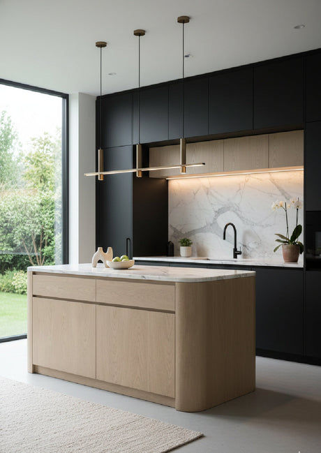Contemporary Marble Kitchen Island w/ Open Shelving | Splendido Romilly | Oroa.com