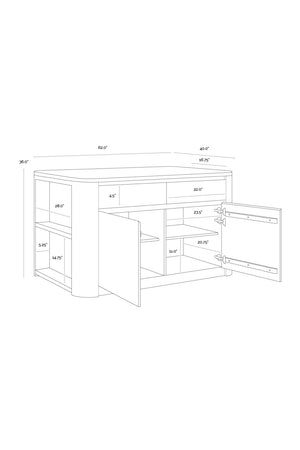 Contemporary Marble Kitchen Island w/ Open Shelving | Splendido Romilly | Oroa.com