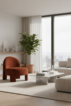 Modern European furniture - Red Arched-Back Lounge Chair - www.oroa.com