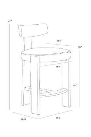 Oak T-Shaped Back Counter Stool | Splendido Horton | Oroa.com