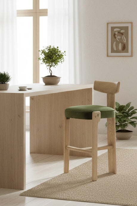 Oak Framed Green Bar Stool | Splendido Horton | Oroa.com