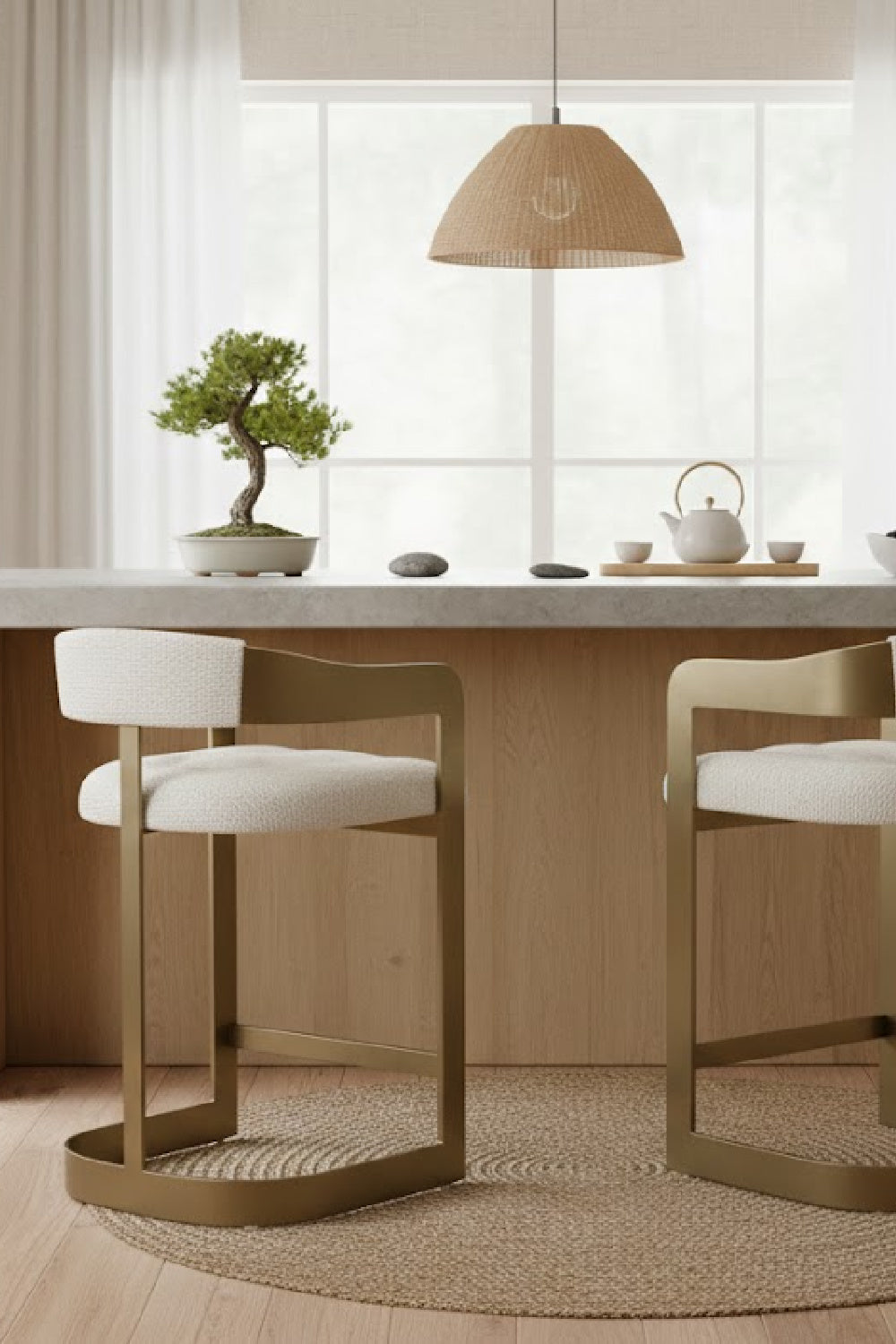 Modern European furniture - Antique Brass Framed Counter Stool - www.oroa.com