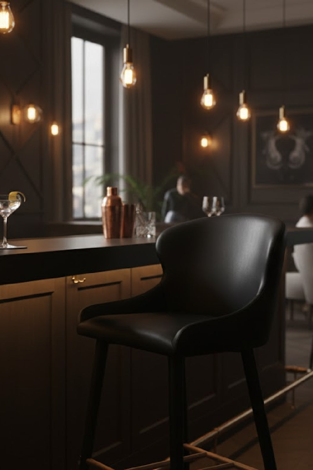 Modern European furniture - Leather Look Shell Bar Stool - www.oroa.com
