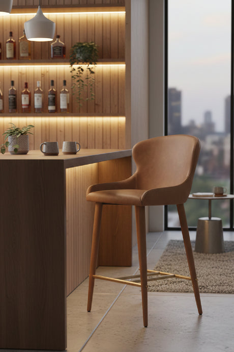 Modern European furniture - Leather Look Shell Counter Stool - www.oroa.com