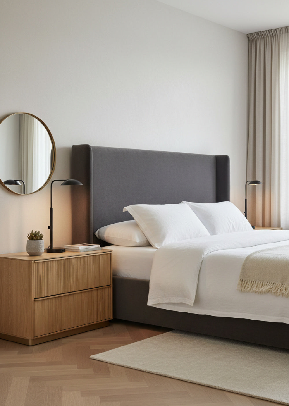 Modern European furniture - Rectangular Rustic Oak & Gold Nightstand - www.oroa.com