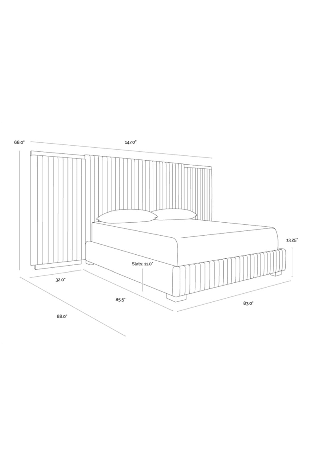 Modern European furniture - Channeled Panel Headboard King Bed - www.oroa.com