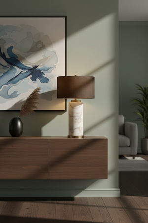   Modern European furniture - Gray Linen Marble Table Lamp - www.oroa.com | Oroa.com