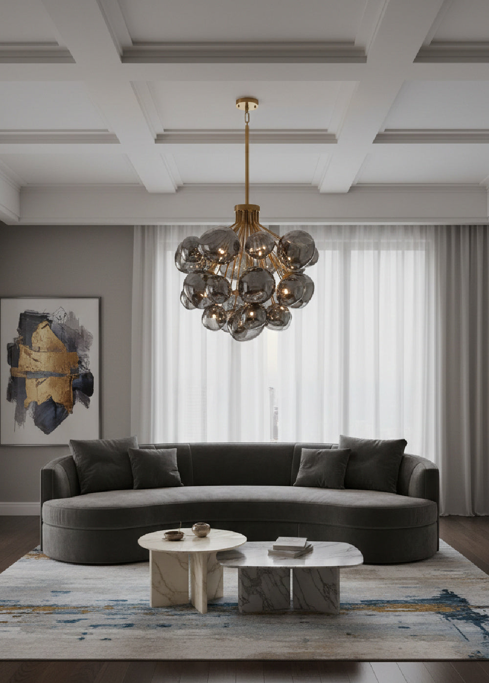 Modern European furniture - Gray Glass Orbs Chandelier - www.oroa.com