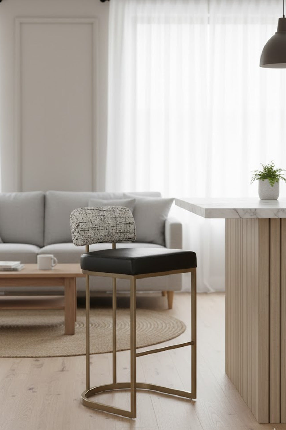 Modern European furniture - Two-Toned Low-Back Bar Stool - www.oroa.com