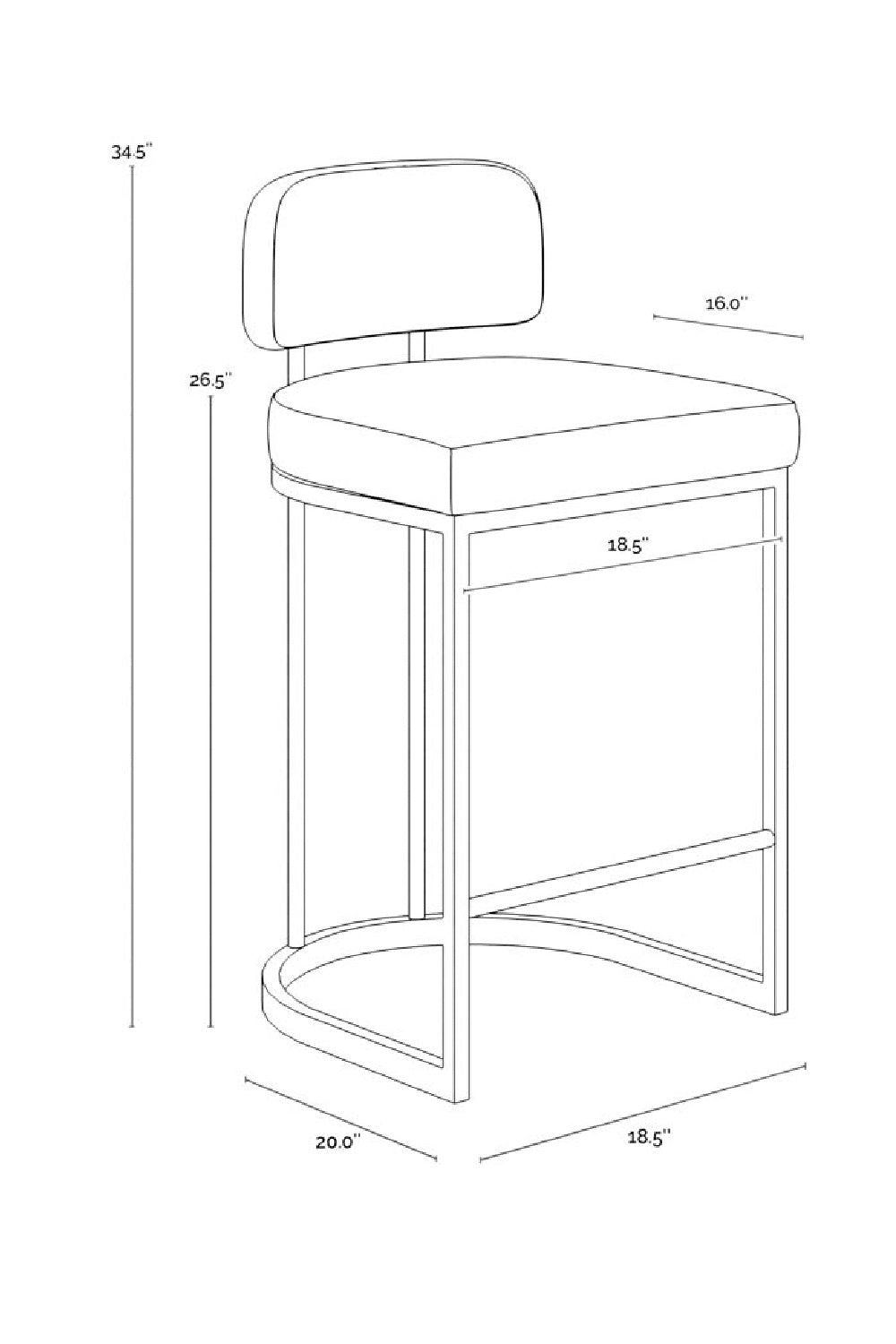 Modern European furniture - Brass Frame Upholstered Counter Stool - www.oroa.com