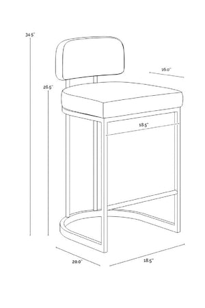 Modern European furniture - Brass Frame Upholstered Counter Stool - www.oroa.com