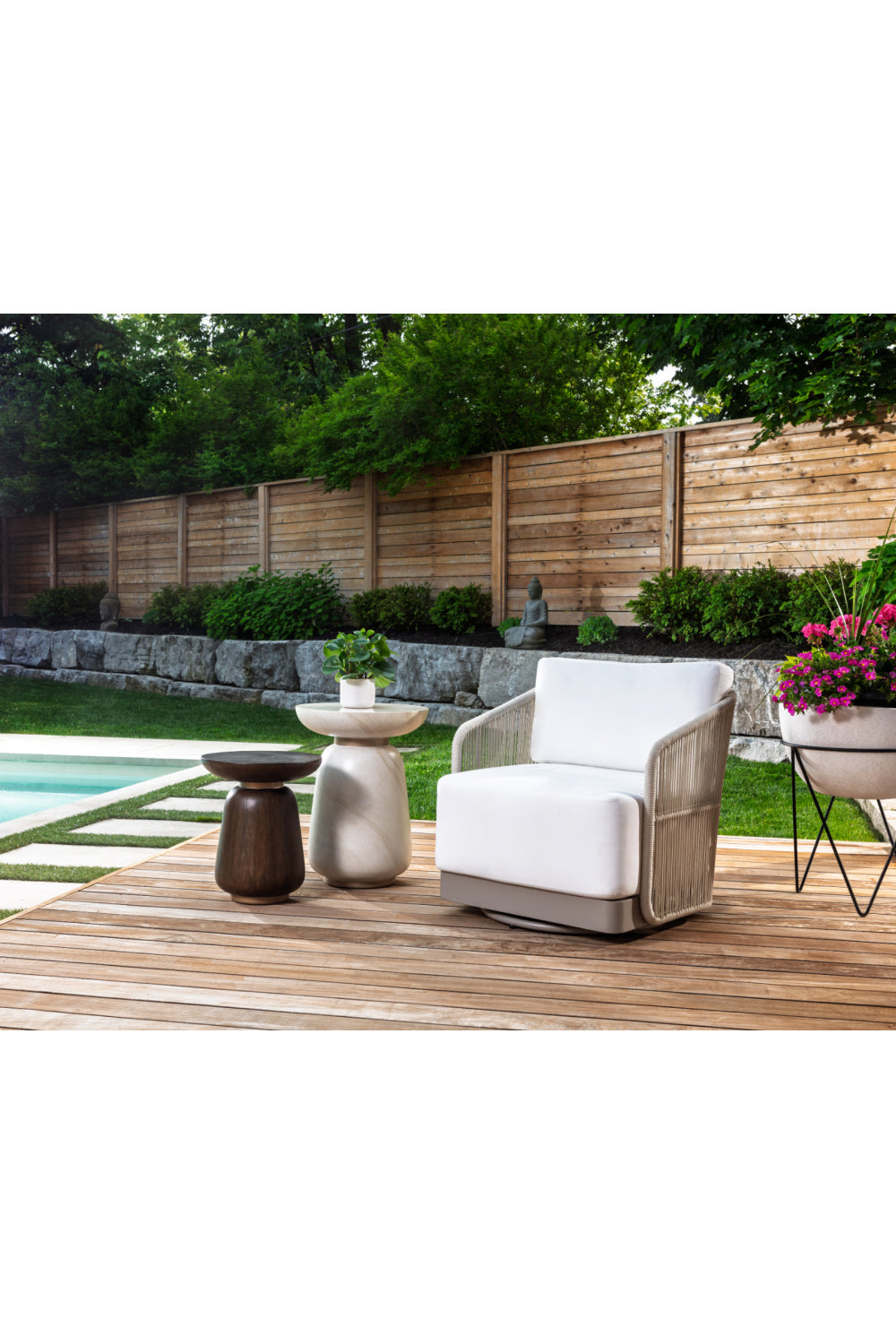 Modern European furniture - Timber Effect Indoor/Outdoor End Table - www.oroa.com