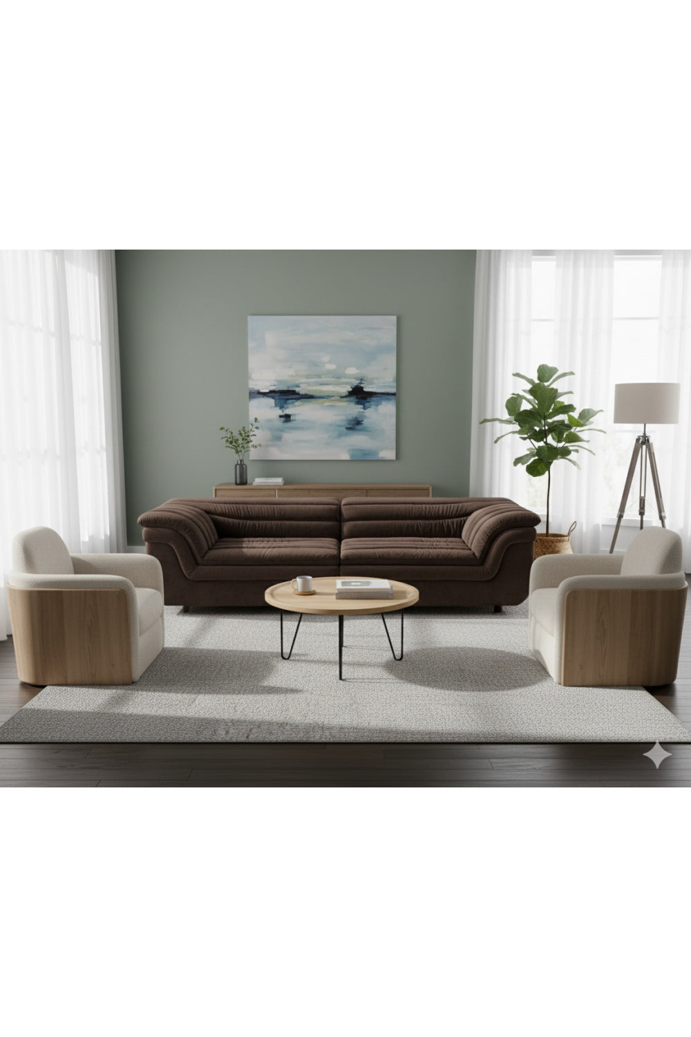 Modern European furniture - Deep-Channeled Fabric Sofa - www.oroa.com