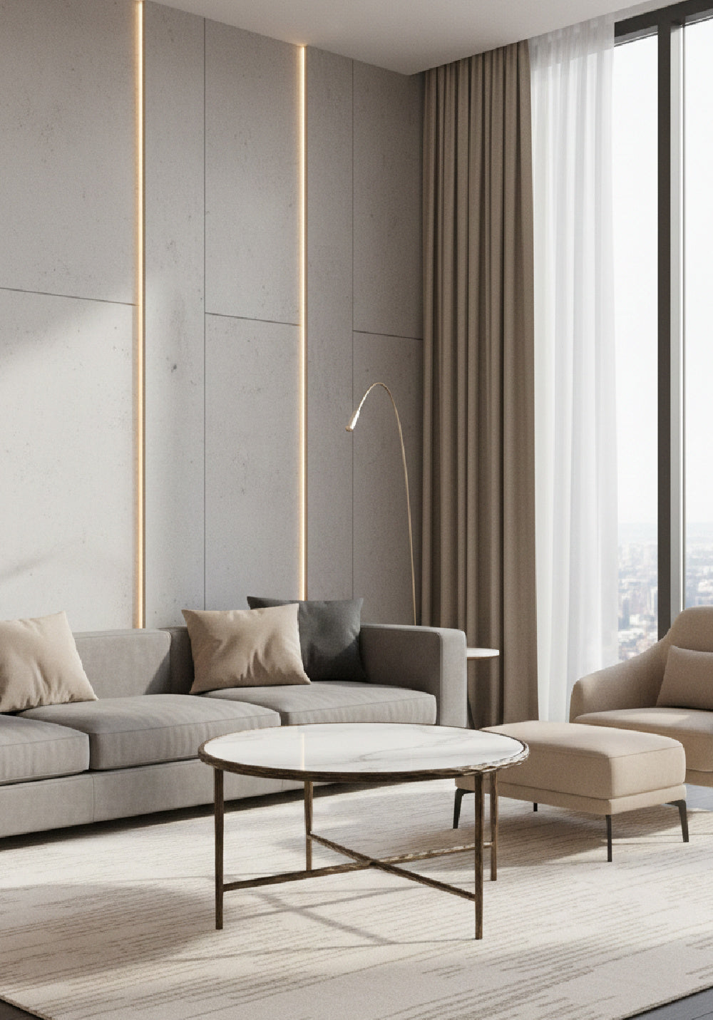   Modern European furniture - Brass Framed Marble Coffee Table - www.oroa.com | Oroa.com