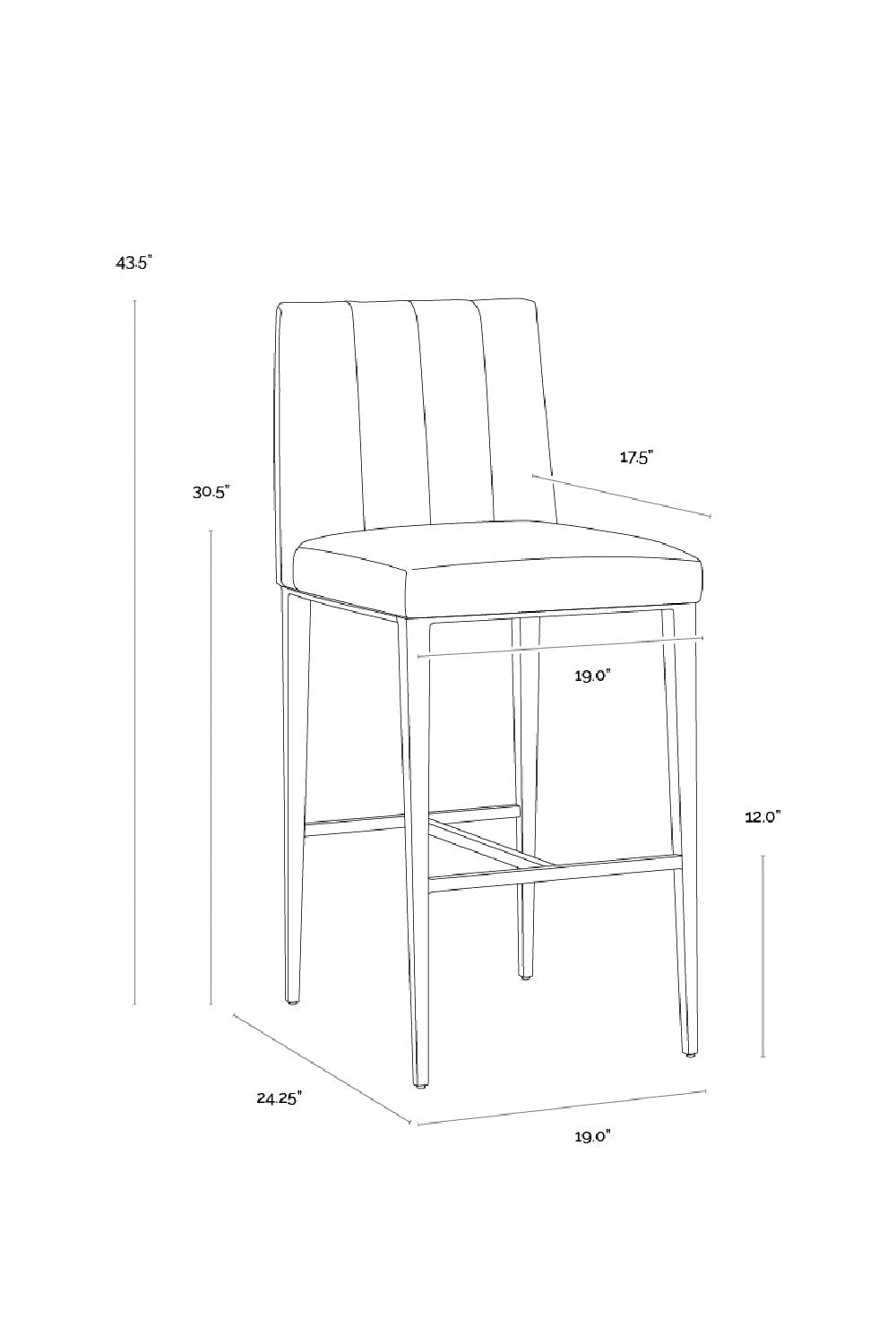 Modern European furniture - Vertical-Channeled Leather-Look Bar Stool - www.oroa.com