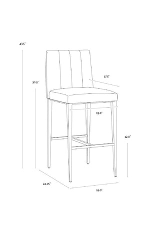 Modern European furniture - Vertical-Channeled Leather-Look Bar Stool - www.oroa.com