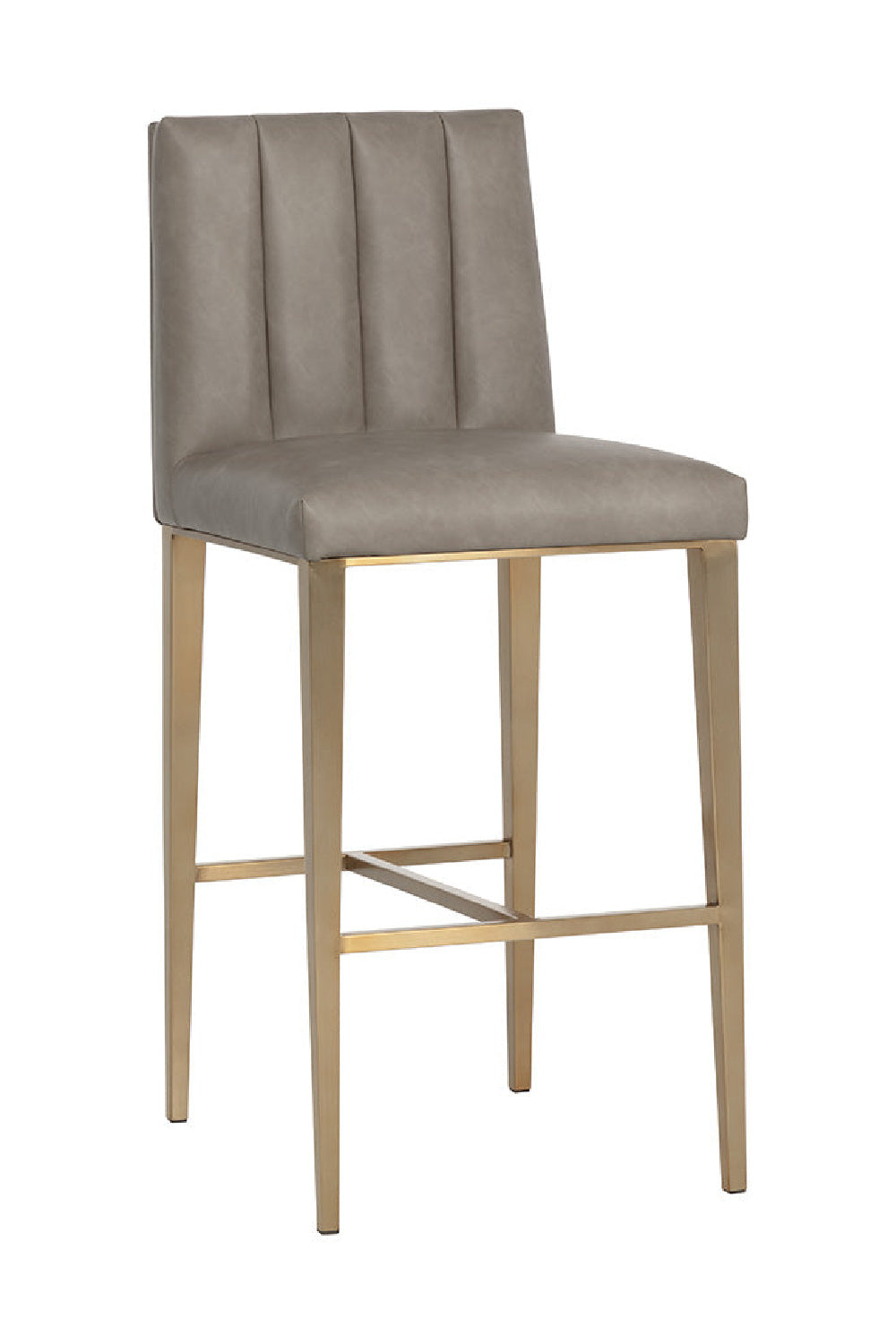 Modern European furniture - Vertical-Channeled Leather-Look Bar Stool - www.oroa.com