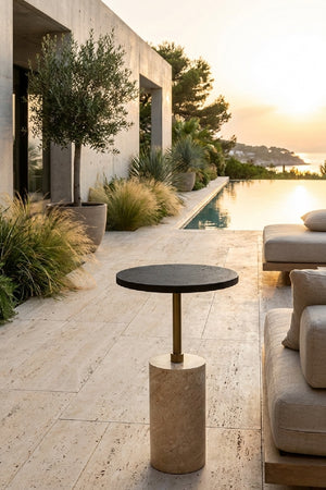   Modern European furniture - Black Pitted Concrete Indoor/Outdoor End Table - www.oroa.com | Oroa.com