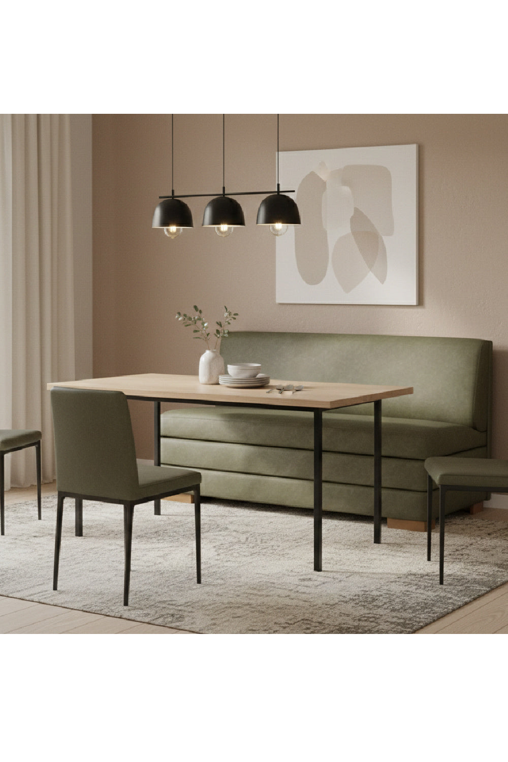 Modern European furniture - Green Leather Banquette - www.oroa.com