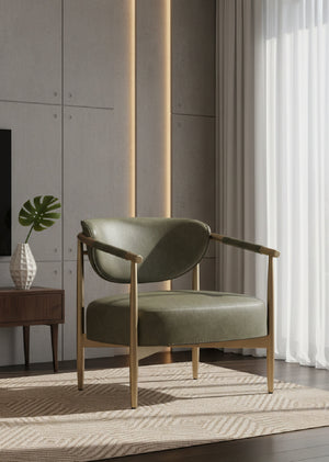 Modern European furniture - Gold-Framed Leather Lounge Chair - www.oroa.com