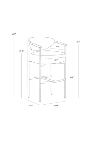 Modern European furniture - Gold Framed Leather-Look Bar Stool - www.oroa.com