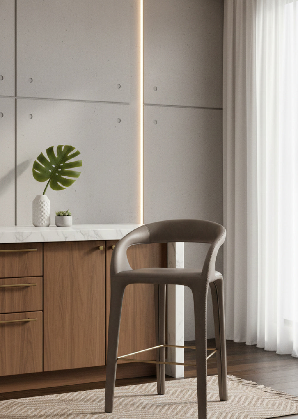 Modern European furniture - Open-Back Leather Bar Stool - www.oroa.com